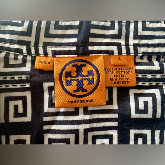 Tory Burch Boxy Button Down Shirt Multicolored Collar Cuffed Sleeve Long Sleeve - Picture 3 of 7